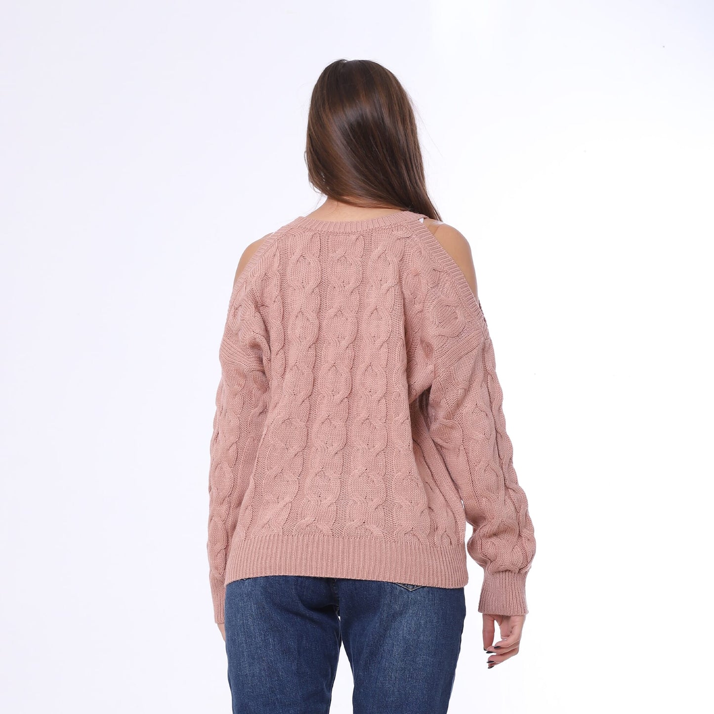 Knitted Pullover Open Shoulder