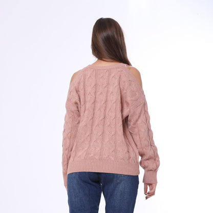 Knitted Pullover Open Shoulder