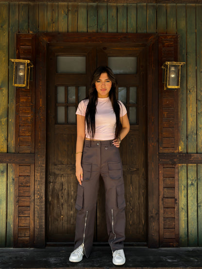 Gabardine Pockets Pants - Dark Grey