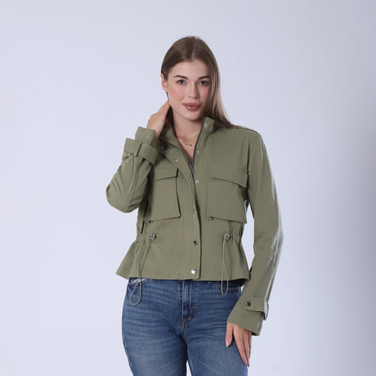 Cotton Utility Pocket Jacket – Khaki Olive