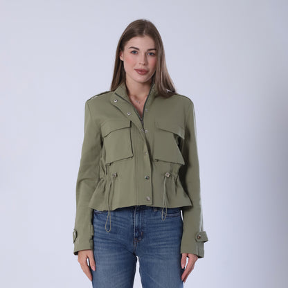 Cotton Utility Pocket Jacket – Khaki Olive