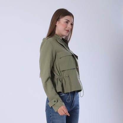 Cotton Utility Pocket Jacket – Khaki Olive