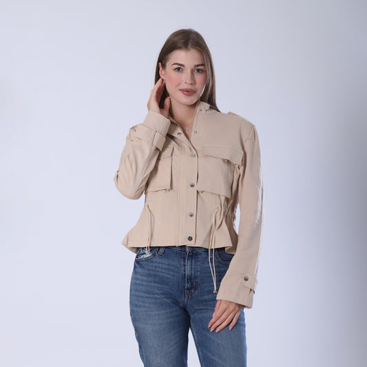 Cotton Utility Pocket Jacket – Beige