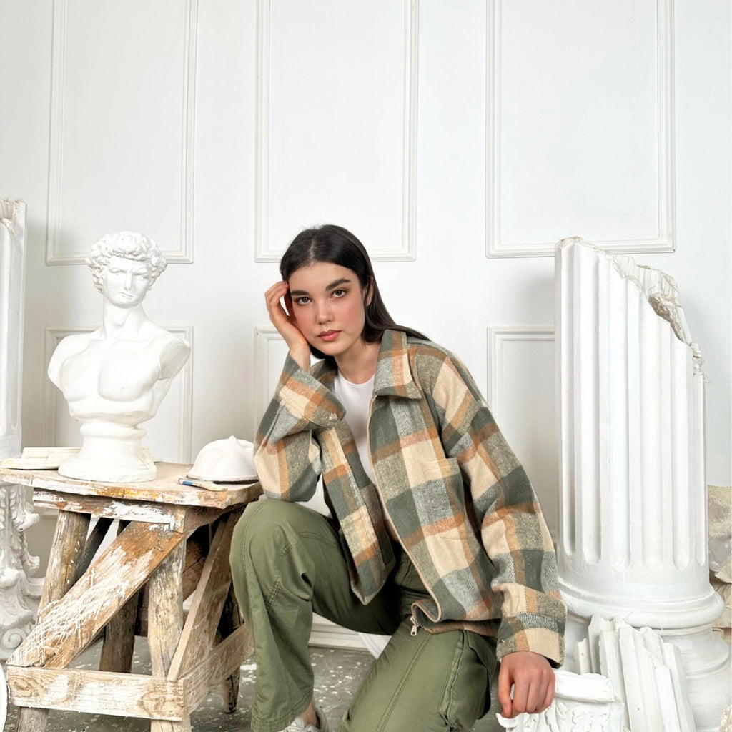 Wool Checked Shacket - Multi-Color