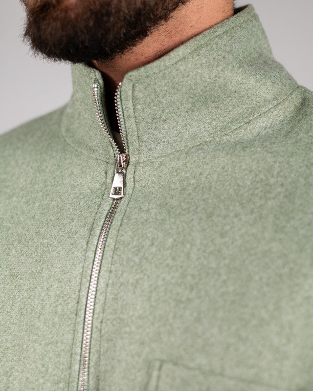 Wool Solid Quarter-Zip Sweatshirt – Sage Green