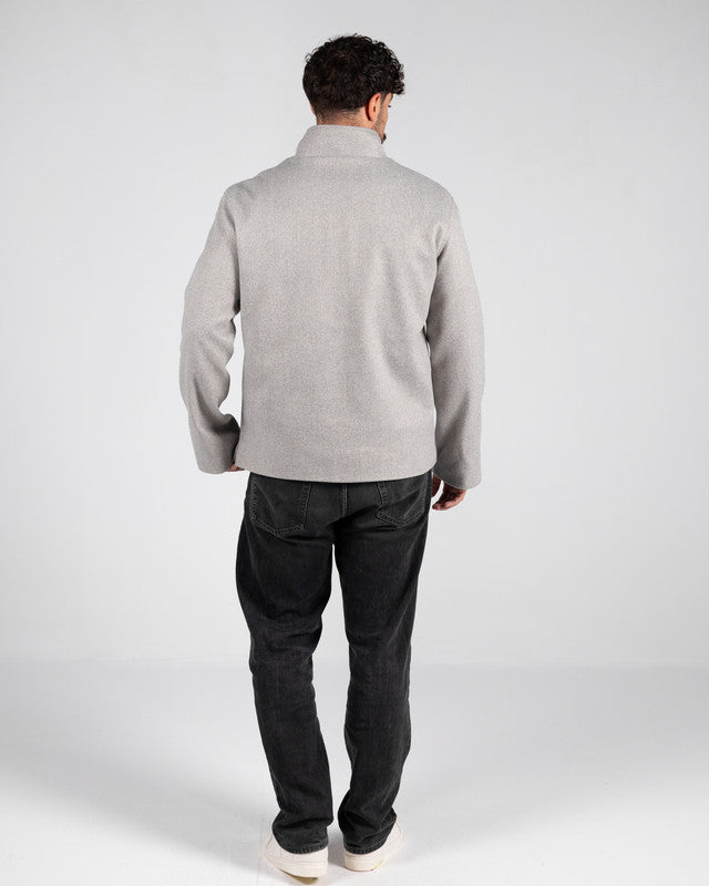 Wool Solid Quarter-Zip Sweatshirt – Grey
