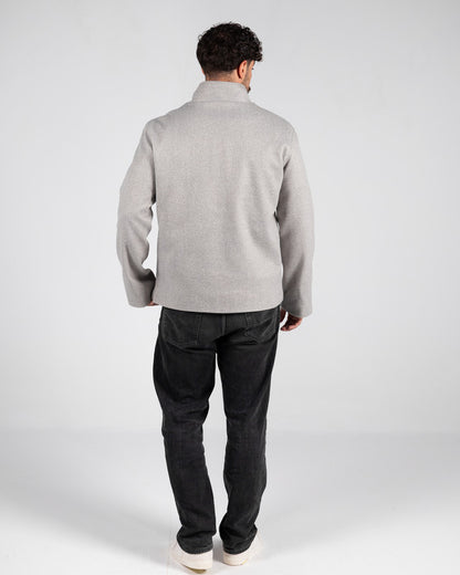 Wool Solid Quarter-Zip Sweatshirt – Grey