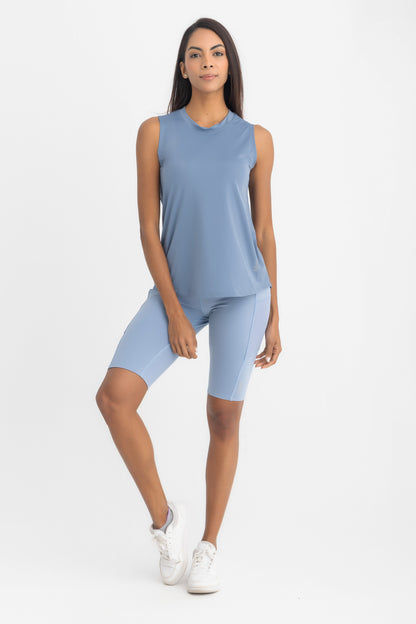 Lycra Sporty High-Waist Short - Ice Blue