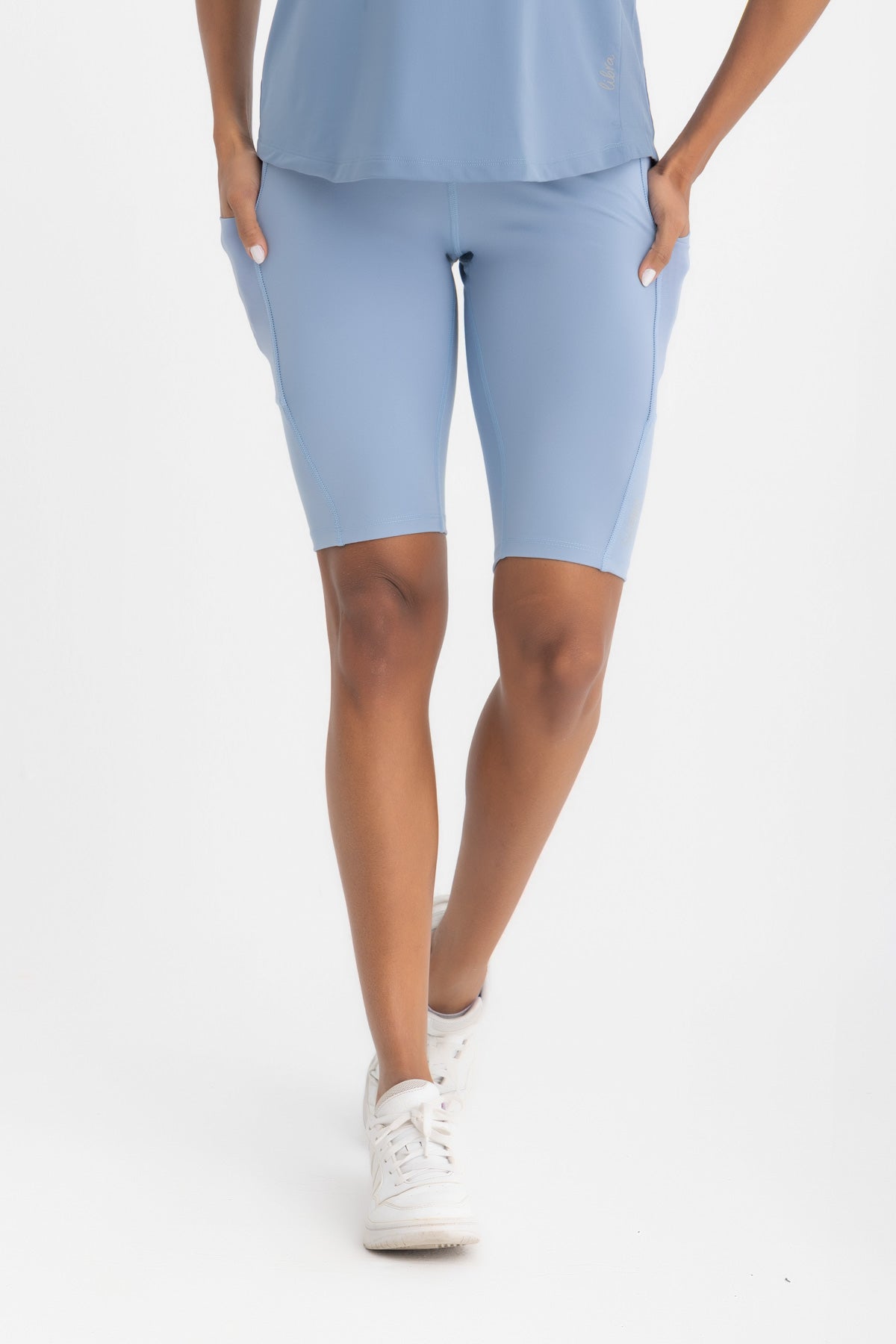 Lycra Sporty High-Waist Short - Ice Blue