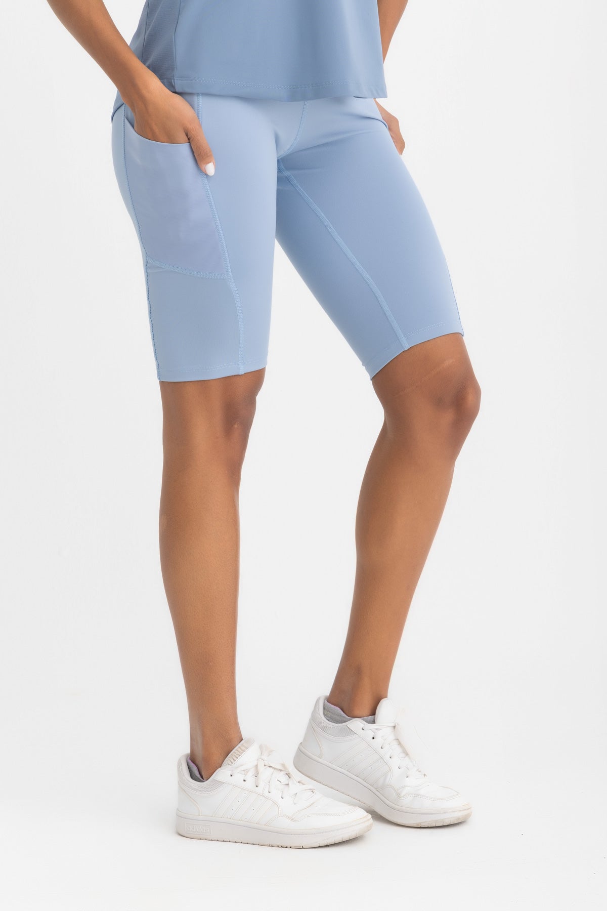 Lycra Sporty High-Waist Short - Ice Blue