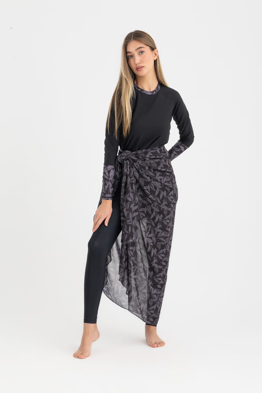 Chiffon Wrap Long Skirt - Black