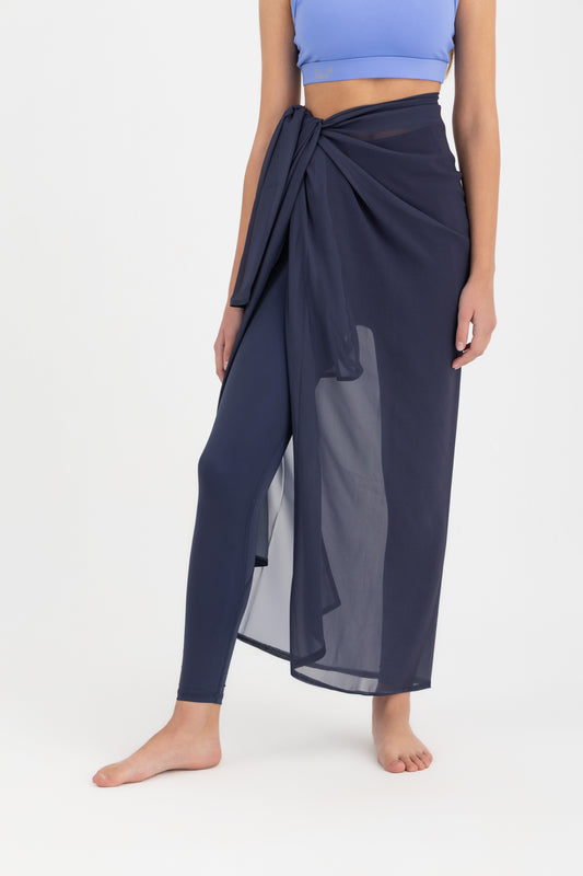 Chiffon Wrap Long Skirt - Navy