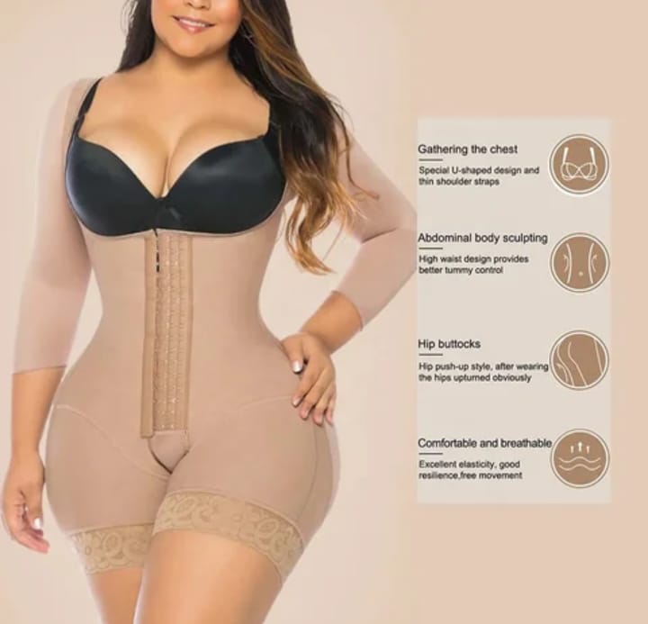 Synthetic Curve Sculpt Bodysuit - Beige