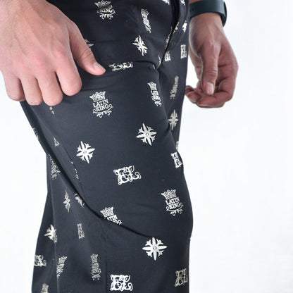 Poly-Cotton Printed Pajama Pants – Black