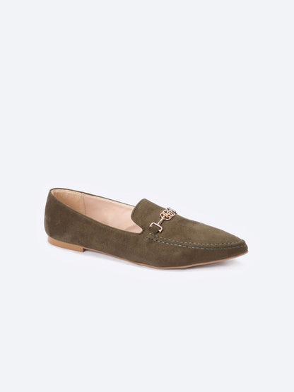 Suede Flat Ballerina Shoes Sharp Edge With Accessories