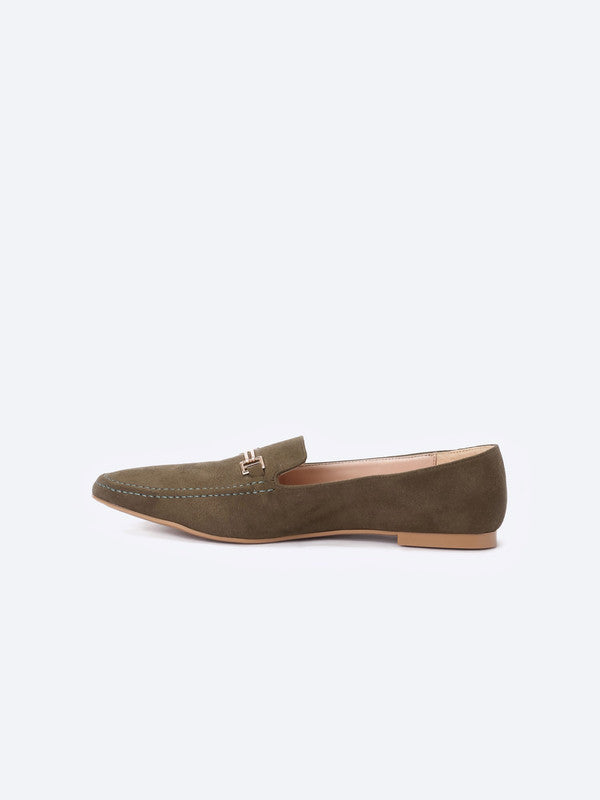 Suede Flat Ballerina Shoes Sharp Edge With Accessories