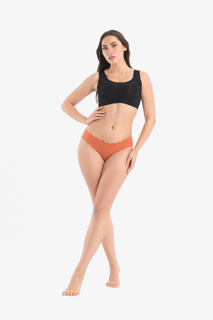 Seamless Hipster V-Shape Bikini Orange