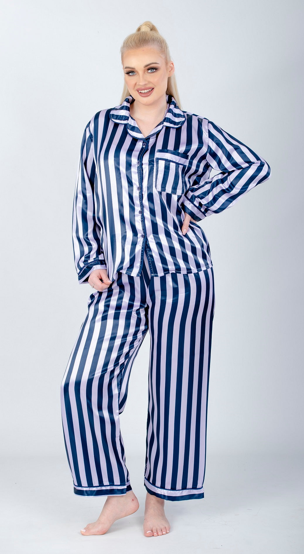 Striped Long Sleeve Pajama Set