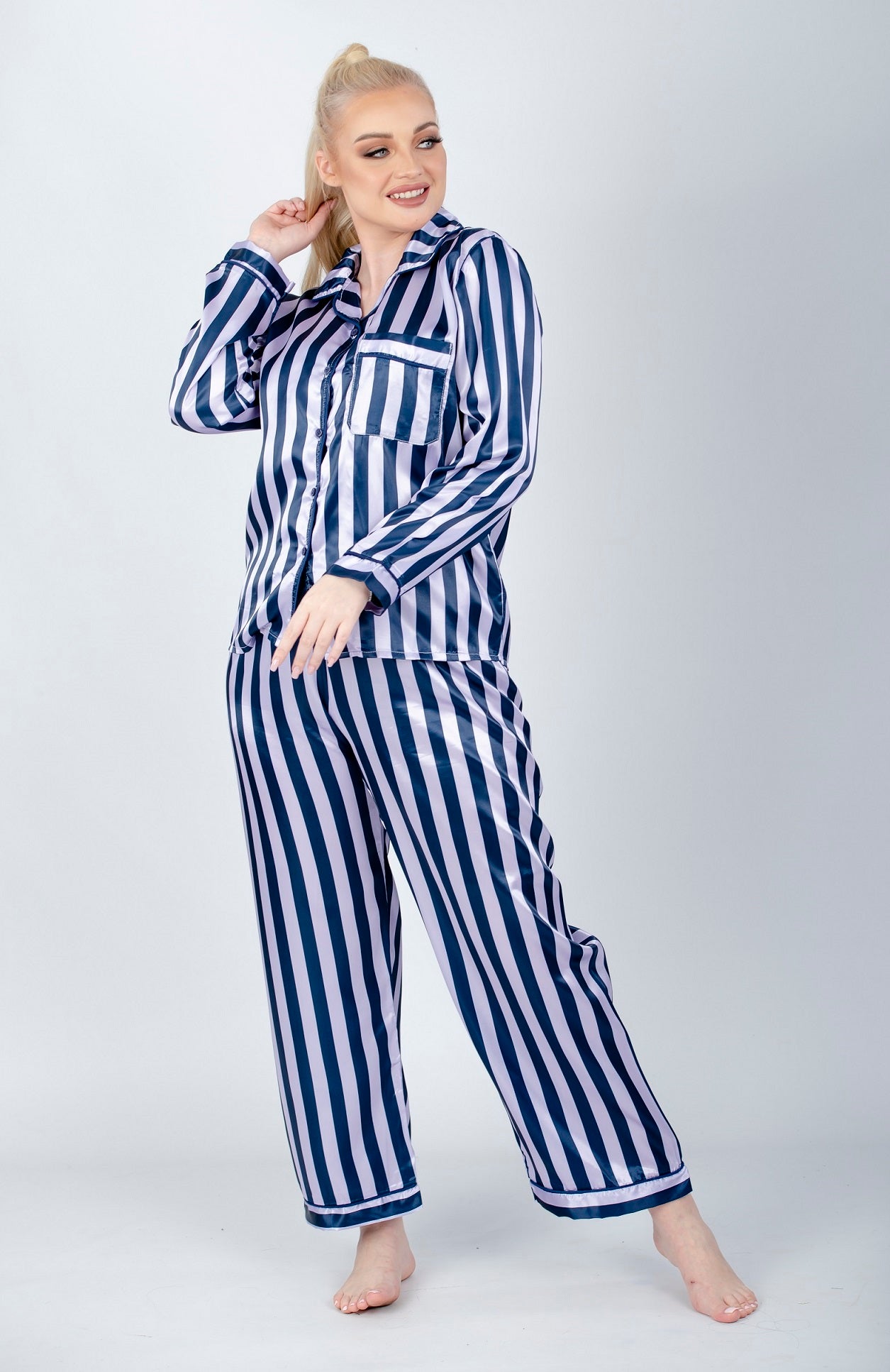 Striped Long Sleeve Pajama Set