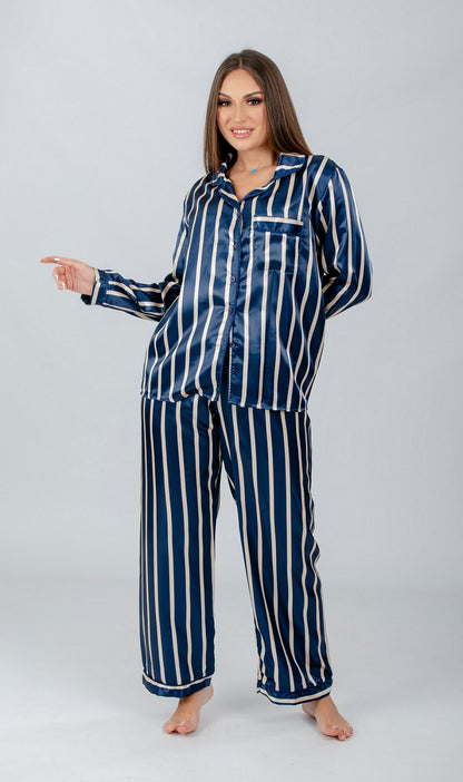 Striped Long Sleeve Pajama Set