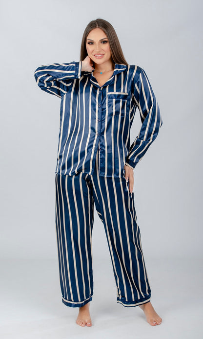 Striped Long Sleeve Pajama Set