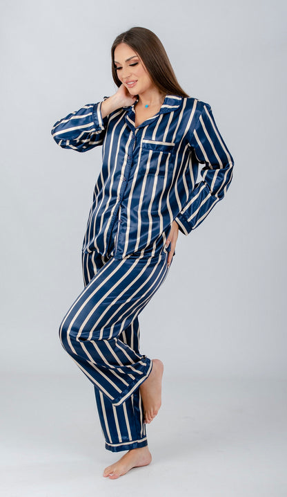 Striped Long Sleeve Pajama Set