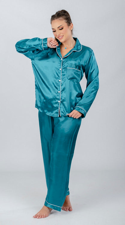 Plain Long Sleeve Pajama Set