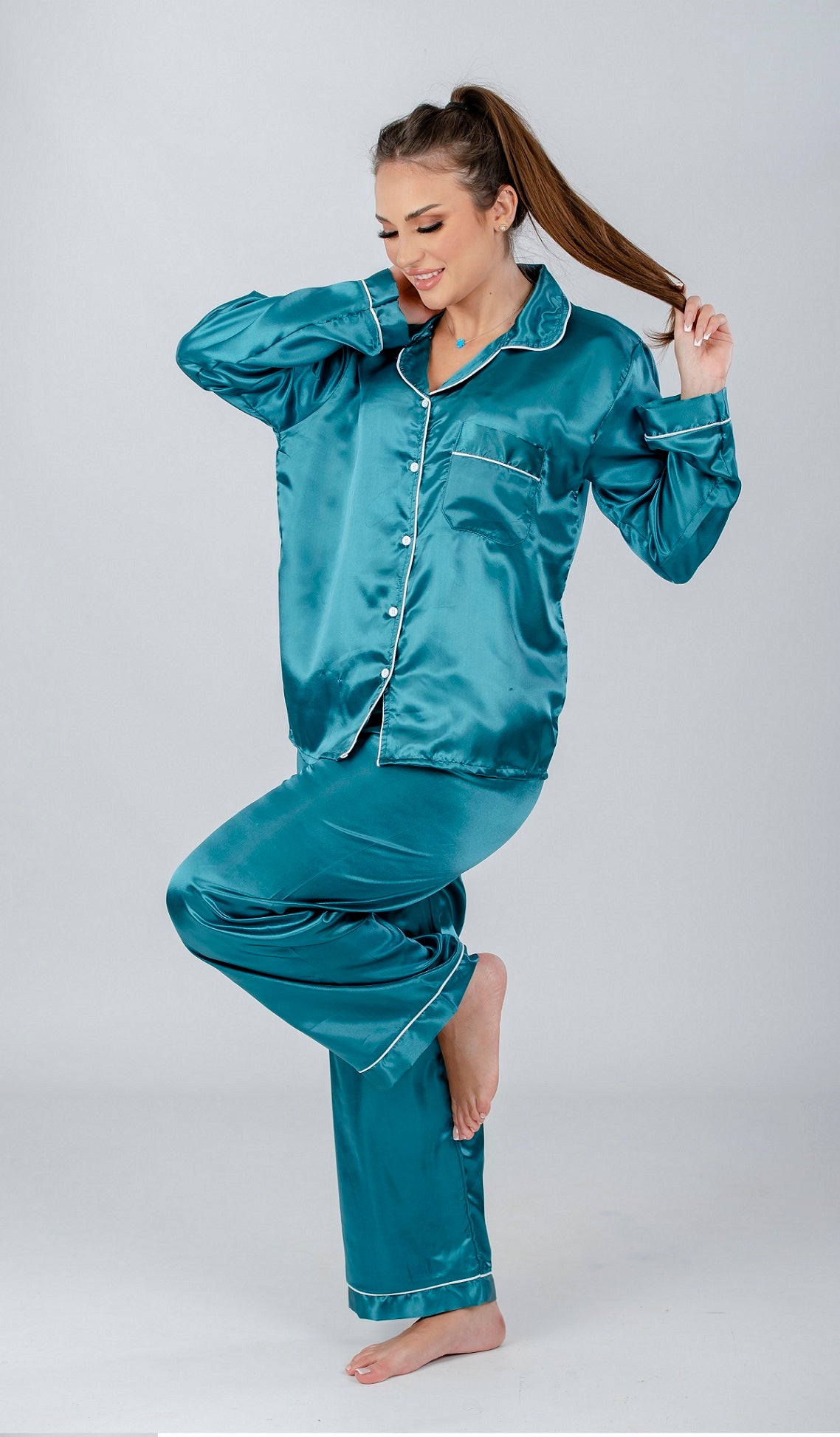 Plain Long Sleeve Pajama Set