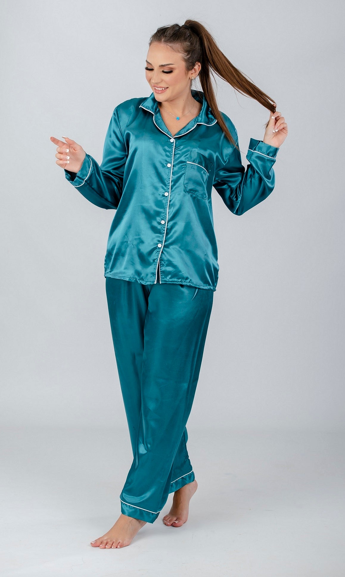 Plain Long Sleeve Pajama Set