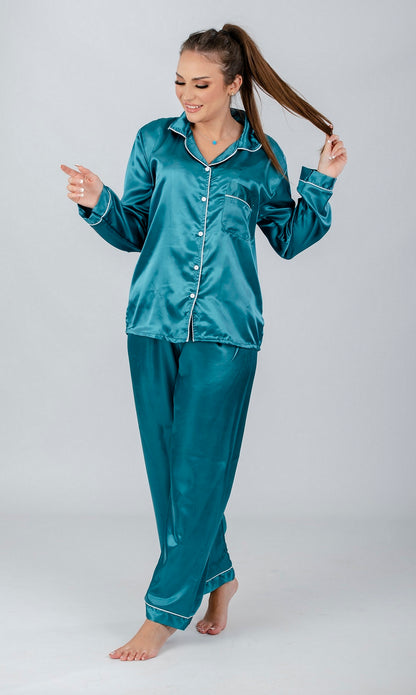 Plain Long Sleeve Pajama Set