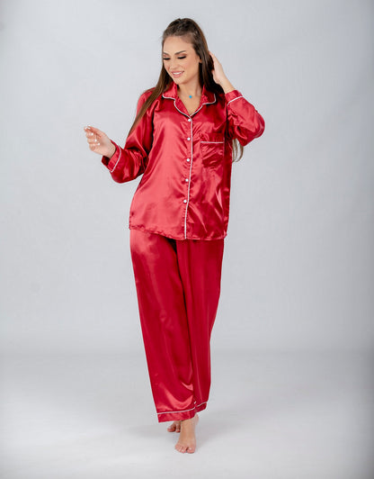 Plain Long Sleeve Pajama Set