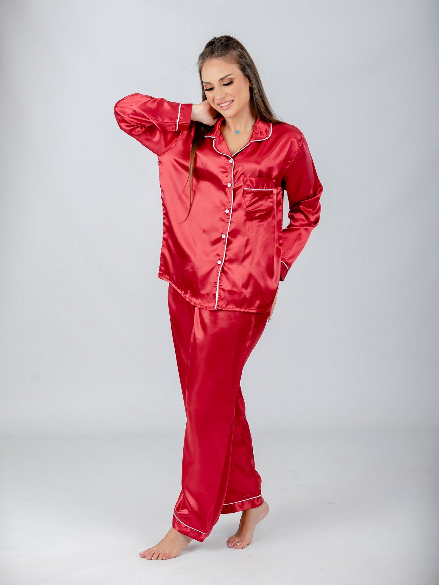 Plain Long Sleeve Pajama Set