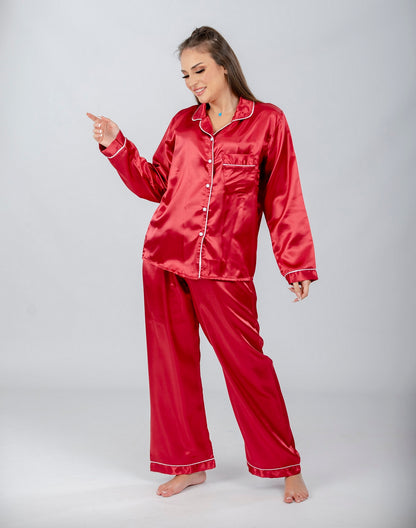 Plain Long Sleeve Pajama Set