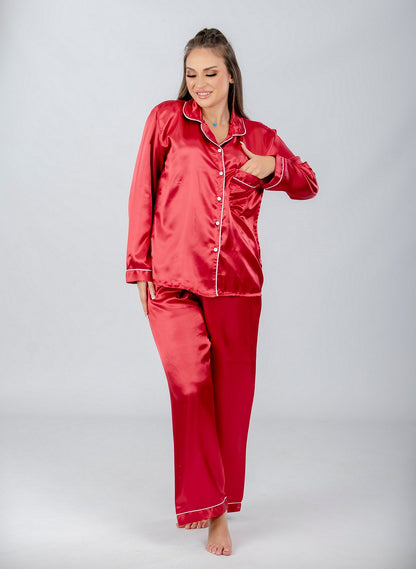 Plain Long Sleeve Pajama Set