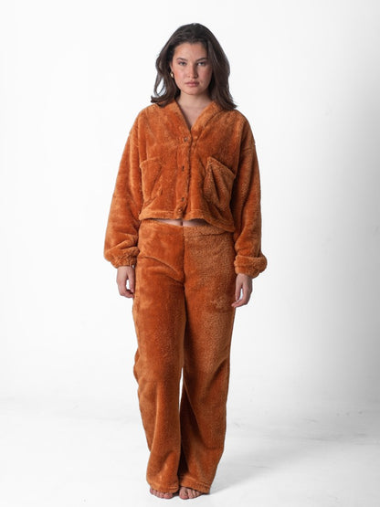 Cropped Teddy Pajama Set