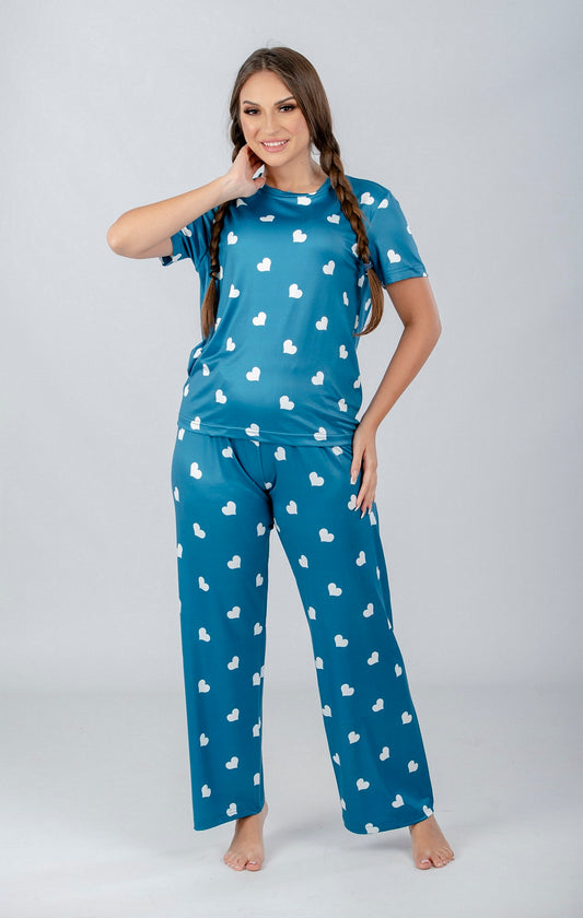 Heart Printed Pajama Set