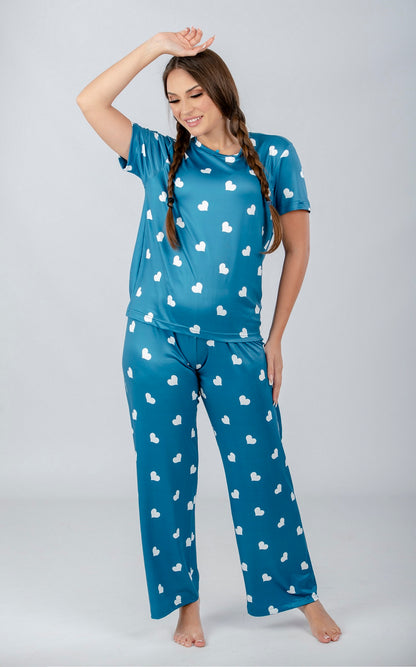 Heart Printed Pajama Set