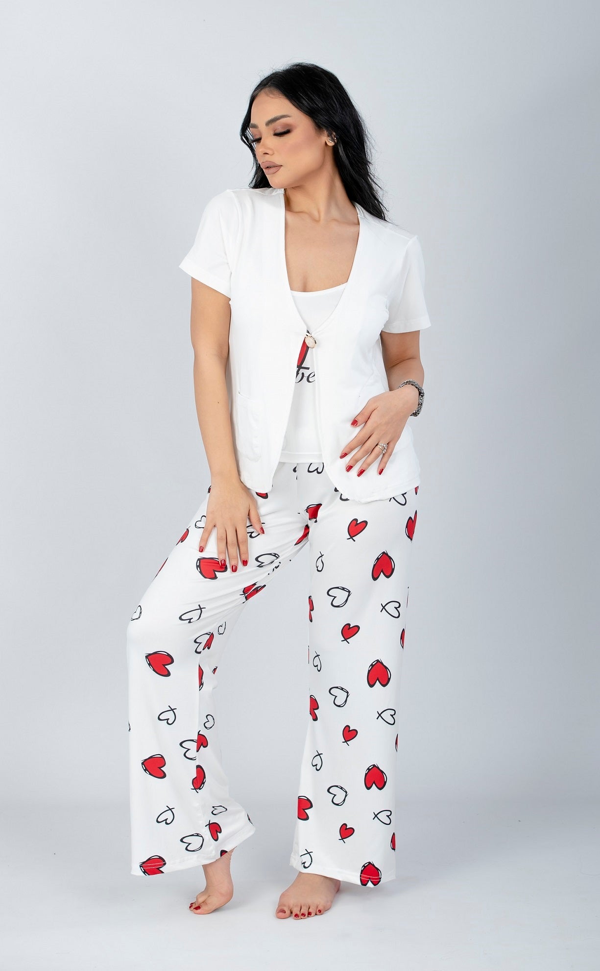 3 Pieces Short Sleeve Pajama Set