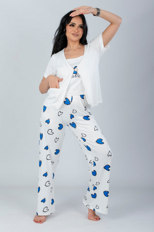 3 Pieces Short Sleeve Pajama Set