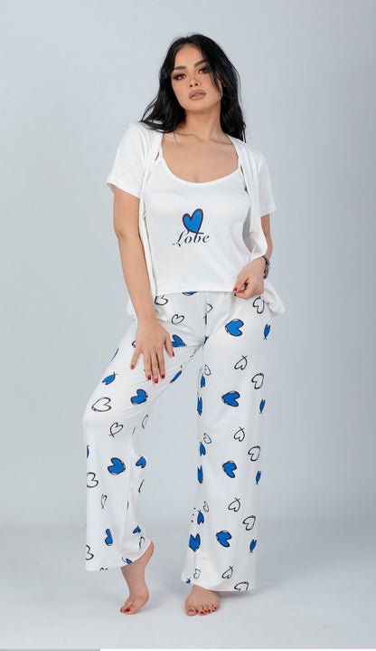 3 Pieces Short Sleeve Pajama Set