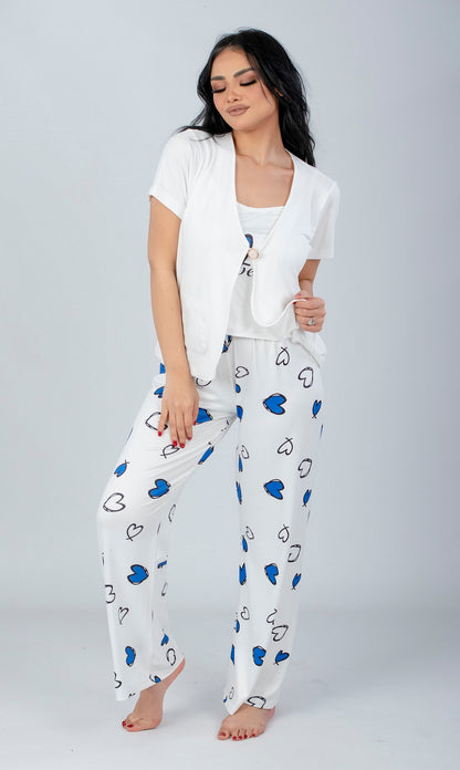 3 Pieces Short Sleeve Pajama Set