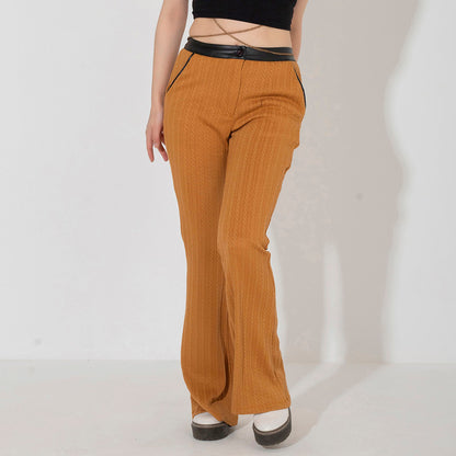 Knitted Pants With Leather Waist