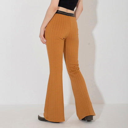 Knitted Pants With Leather Waist