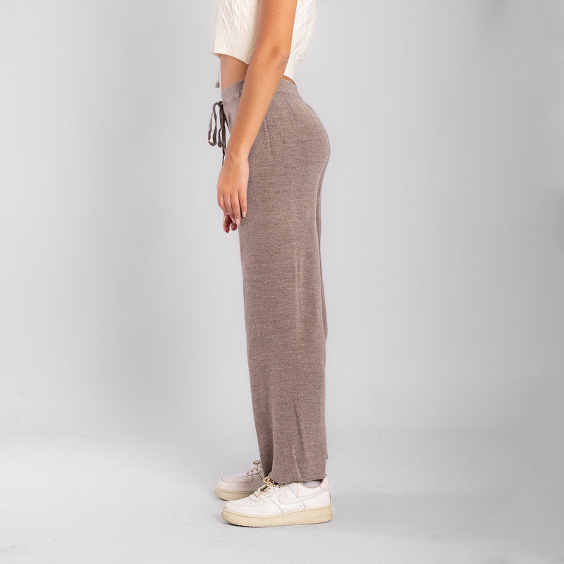 Wide Leg Knit Pants - Cafe