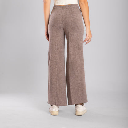 Wide Leg Knit Pants - Cafe