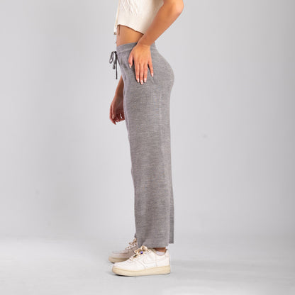 Wide Leg Knit Pants - Grey