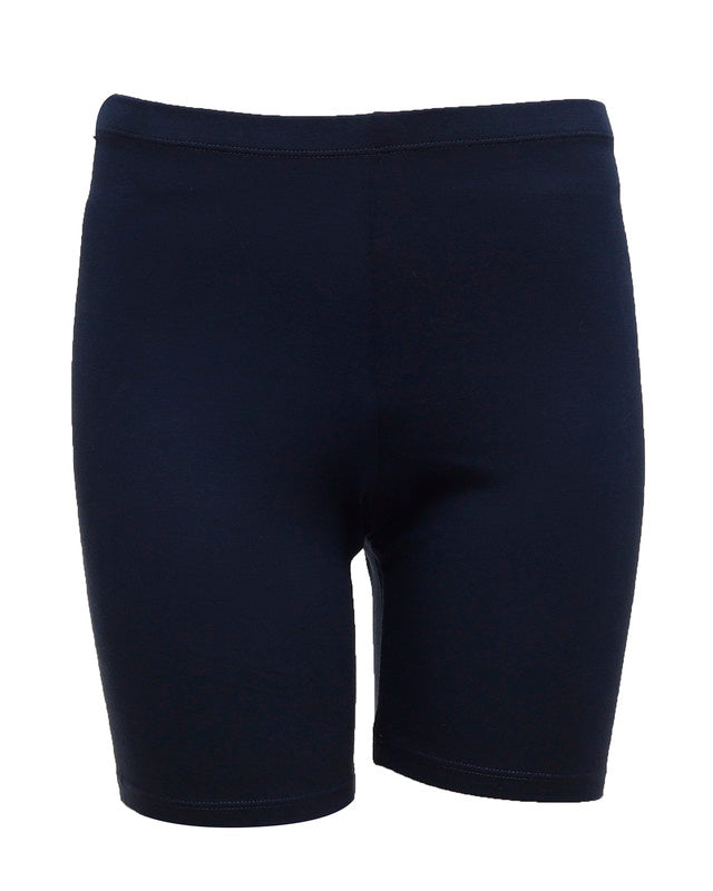 Plain Elastic-Waist Fitted Shorts – Navy