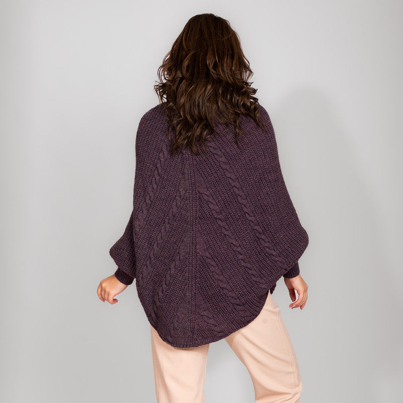 Aubergine High Neck Poncho