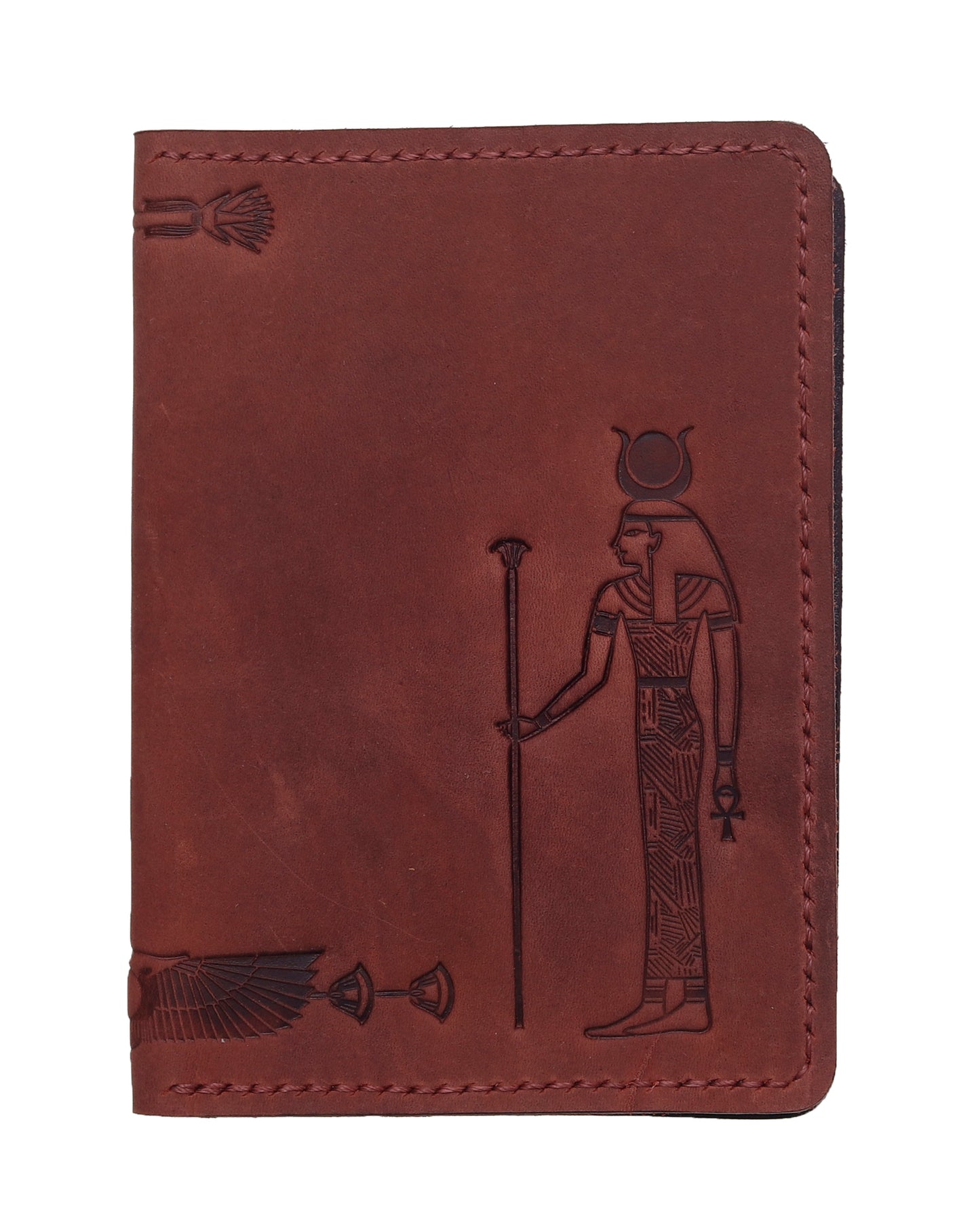 Pharaonic Design Leather Passport Holder 15*10.5 cm