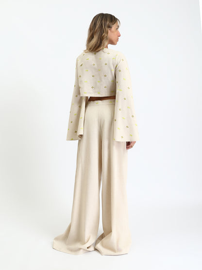 High-Waisted Wide-Leg - Beige